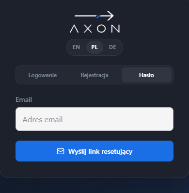 Rys. 7. Ekran logowania, odzyskiwanie hasła