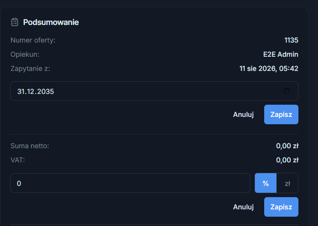 Rys. 24. Podsumowanie z rabatem w trybie edycji