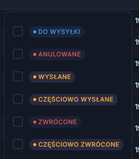 Rys. 31. Rozwinięty filtr statusu dostawy